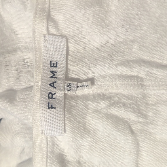Frame Denim linen jersey white ruched top XL (tag says L but fits like XL-XXL) - Picture 7 of 10